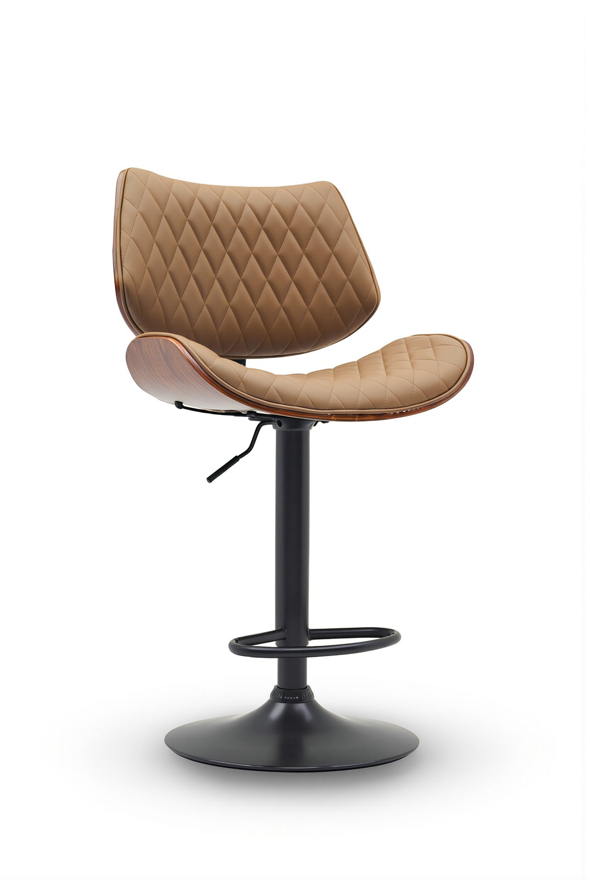 Dark Brown Modern Adjustable Bar Stool for Kitchen Island & Home Bar, Swivel, Cushioned Seat