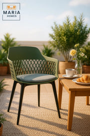 Green Diamond Back Plastic Armchair Modern IndoorOutdoor Chair with Black Legs and Ventilated Design