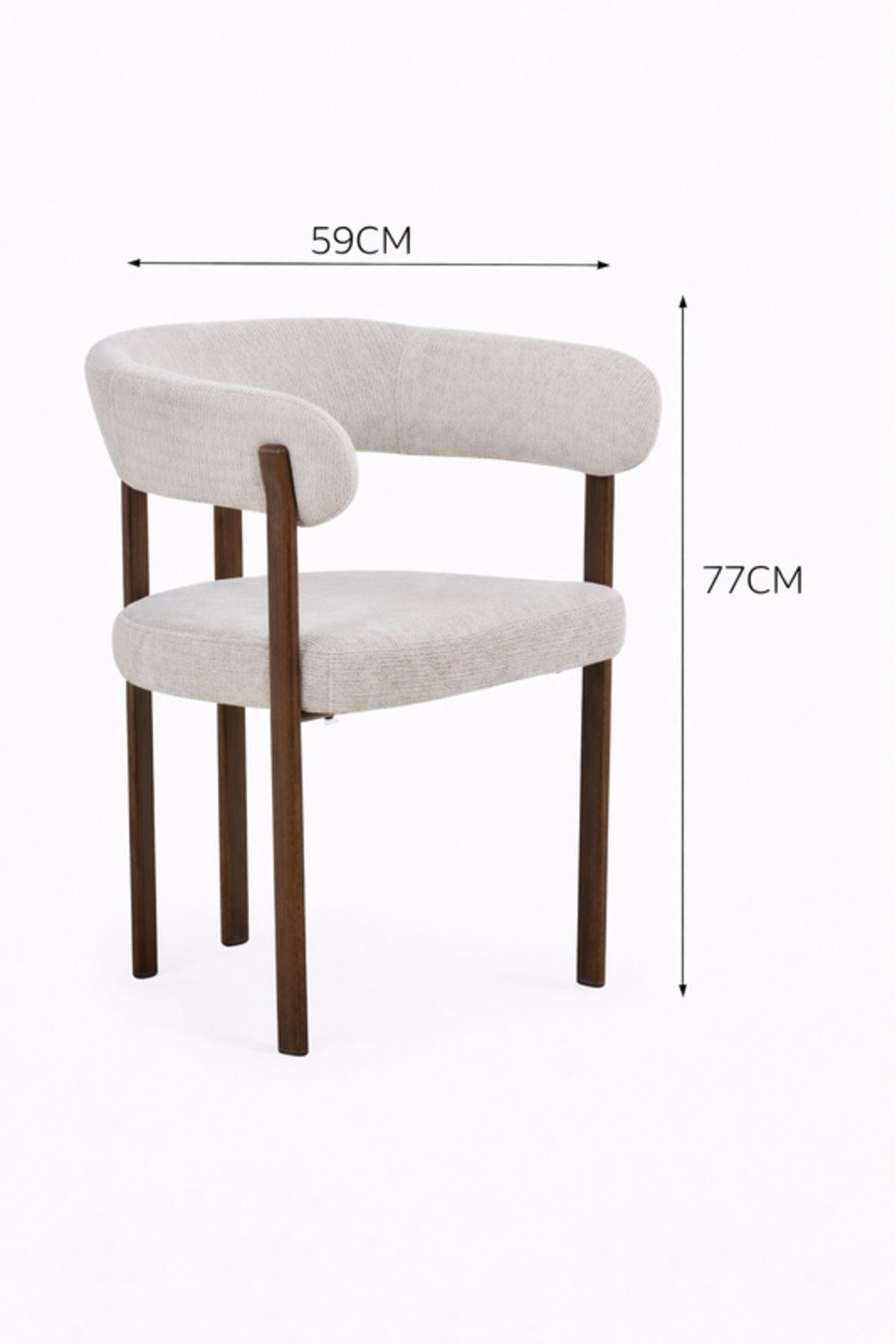 Off-White Armchair with Wooden Legs, 77x59x48 CM off white armchair Dining Room Chair