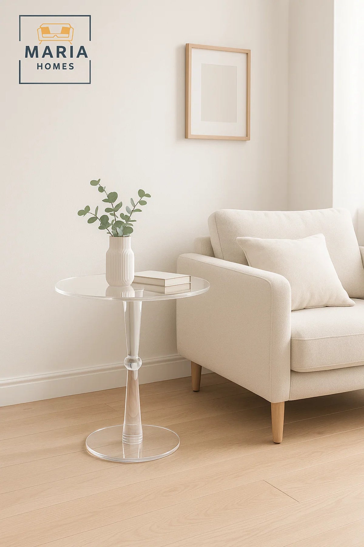 Clear Acrylic Round Side Table 50_50_55 cm √ê Modern Crystal Style Accent Table