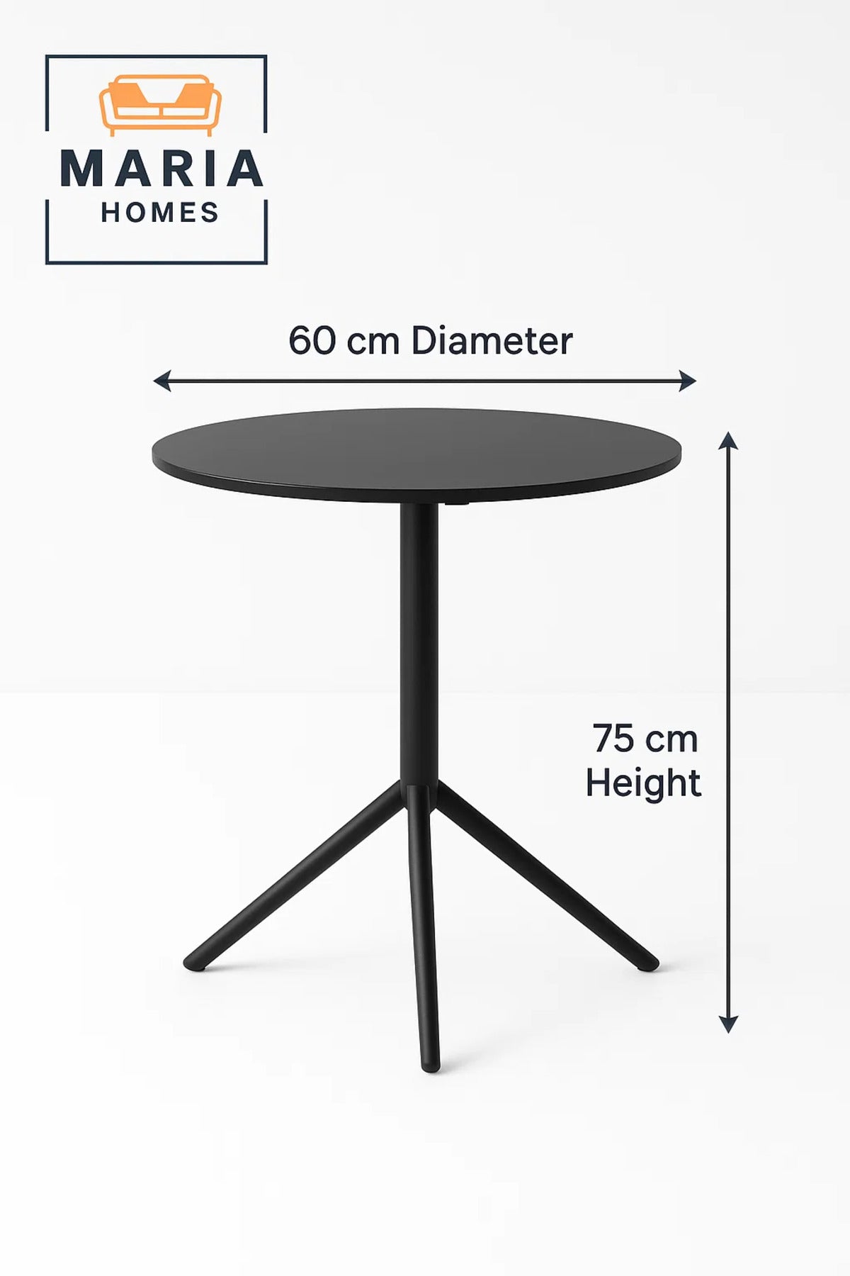 Round Black Tripod CafŽ Table with Slim Top