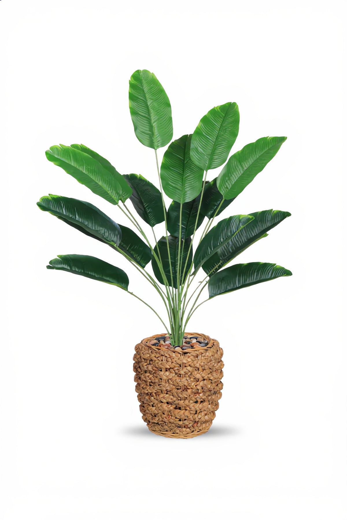 Artificial Banana Leaf Plant 80 cm – 18 Leaves with Woven Basket Pot for home & office
