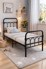Black Metal Kids Bed Frame black metal kids / Base Headboard