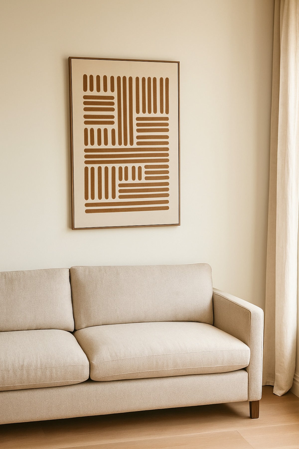 3D Geometric Brown Canvas Wall Art with Wooden Frame Ð 120_80 cm