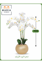 Artificial Orchid Flower Tree 75 cm Ð Elegant Indoor Decor with Gold Pot