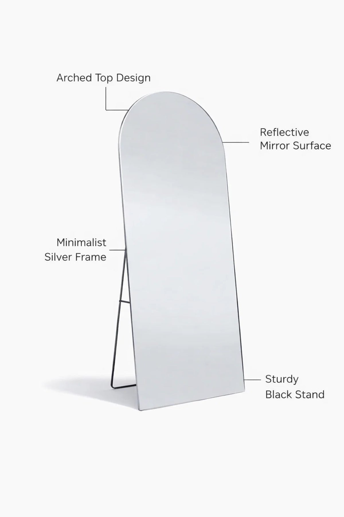 Silver Arch Standing Floor Mirror 180x70cm Full Length Bedroom silver arch standing