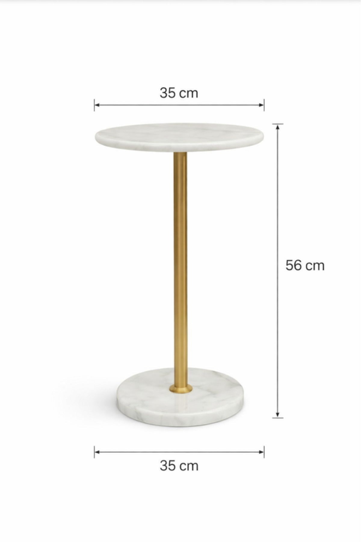 Round Marble Side Table with Gold Metal Base 35_35_56 cm Modern Accent round marble