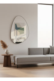 Modern Irregular Oval Wall Mirror with Minimal Frame Design