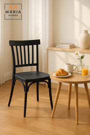 Black Plastic Slat Back Chair Ð Modern Stackable Armless Dining Chair for Indoor & Outdoor Use