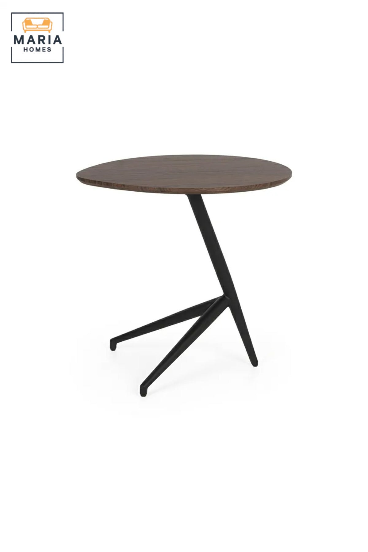 Modern Accent Side Table with Wooden Top & Geometric Base, Contemporary End Table for Living Room, Bedroom & Lounge