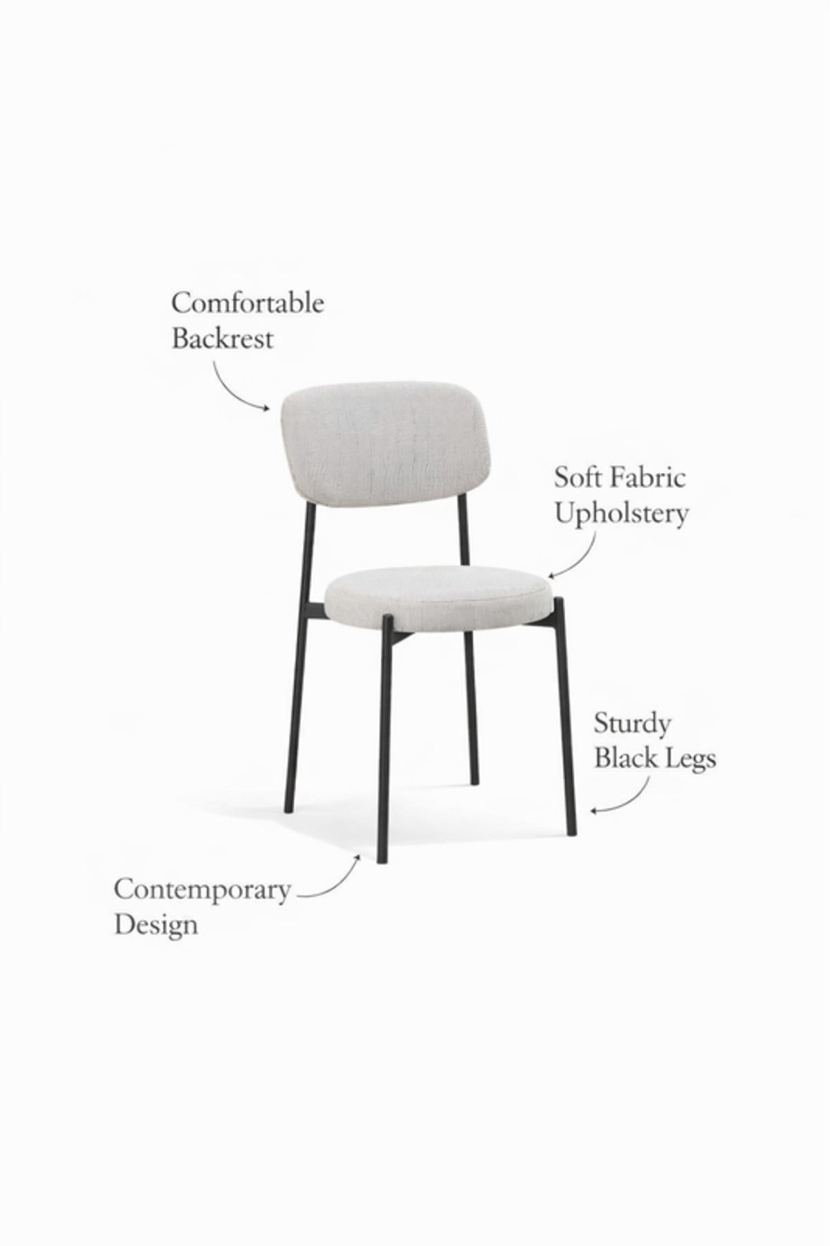 Light Grey Fabric Dining Chair 80x46x49cm Modern light grey fabric Kitchen