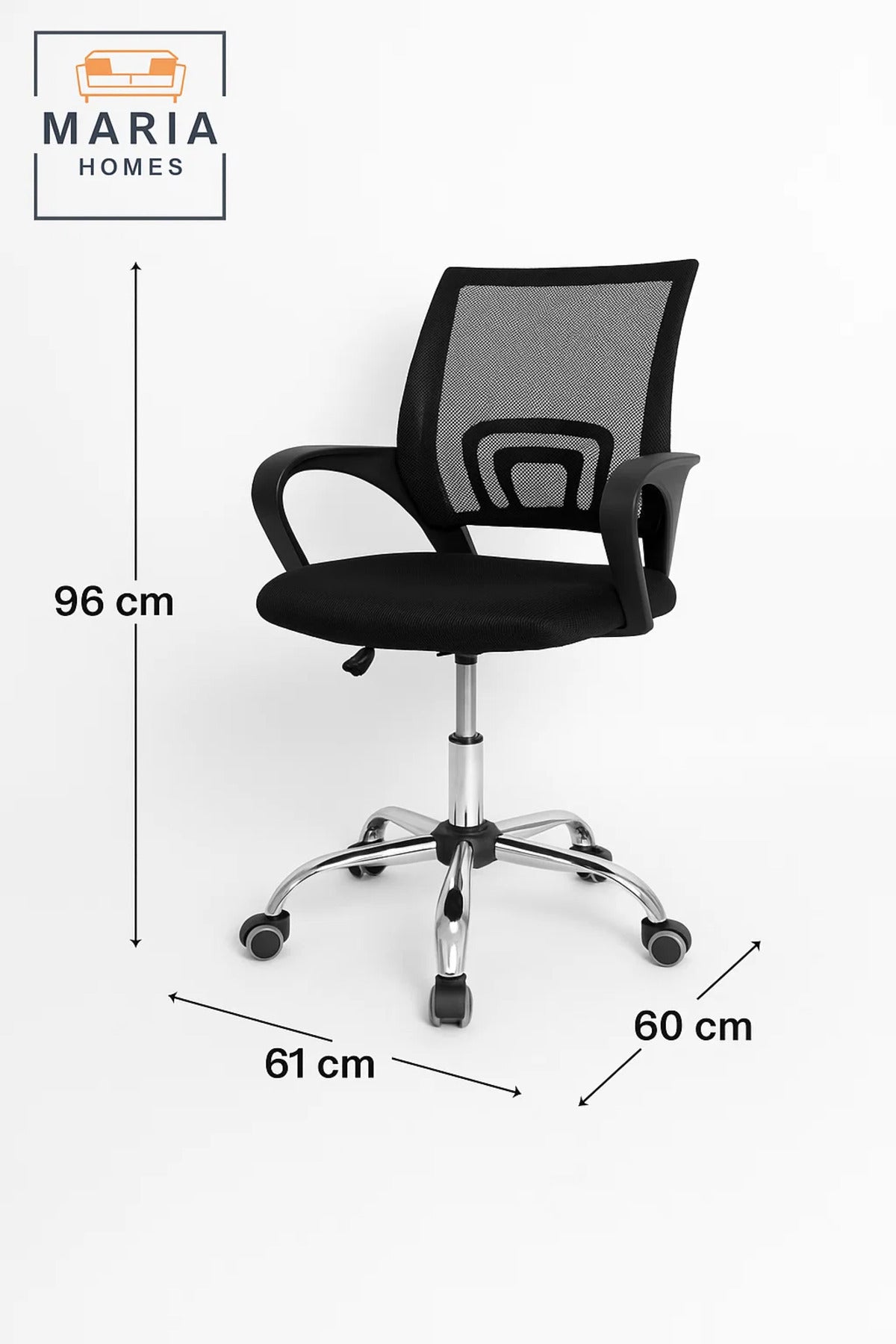 Black Mesh Office Chair with Curved Armrests and Adjustable Height Ð Lightweight & Breathable Design