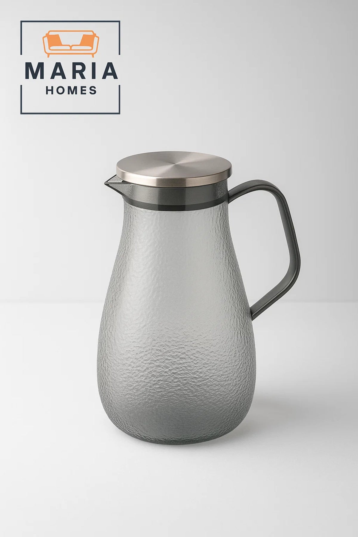 Textured Glass Water Pitcher with Stainless Steel Lid Ð 1.8 Liter, Elegant Design