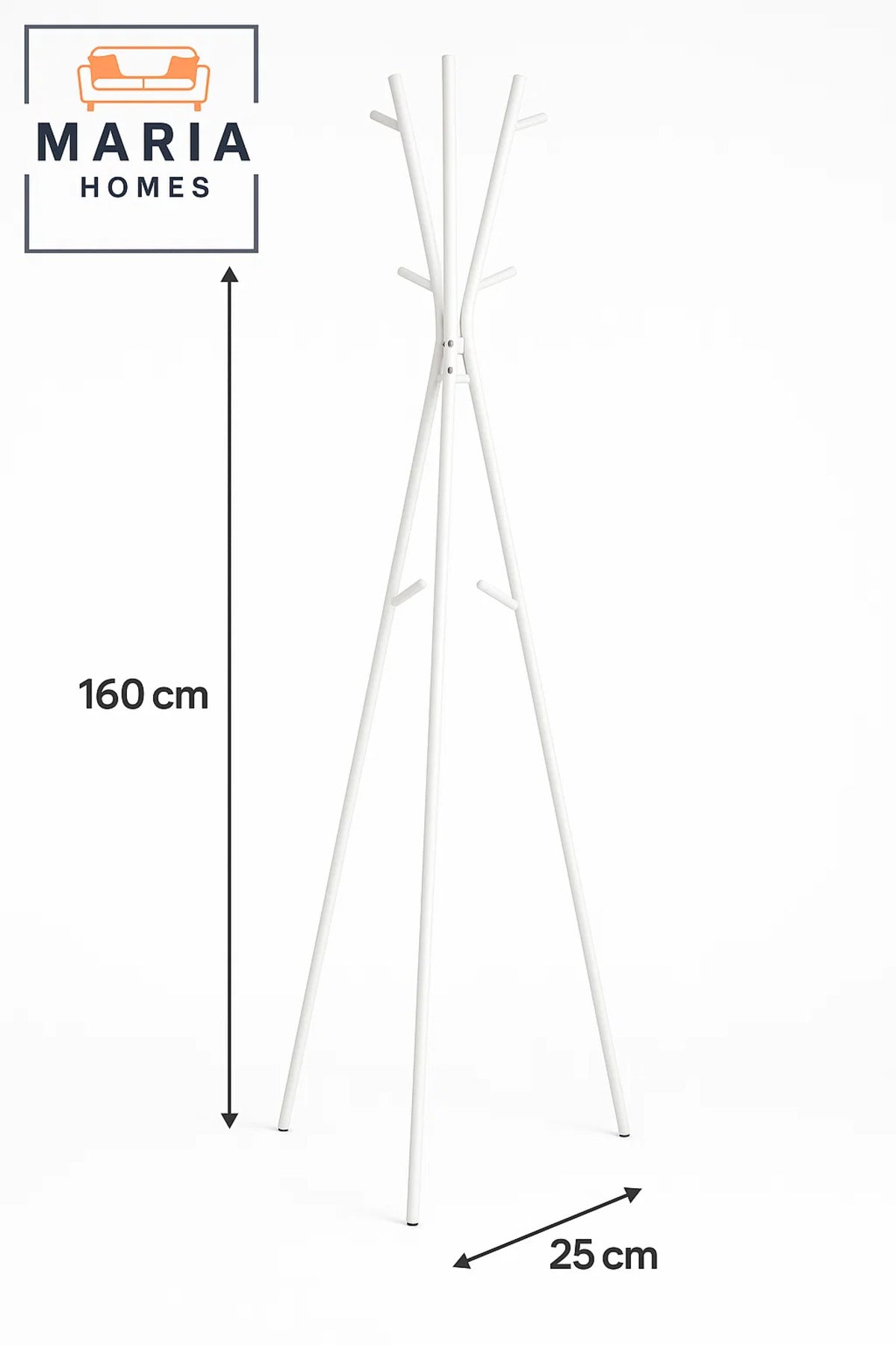 Tripod-Style White Metal Coat Rack