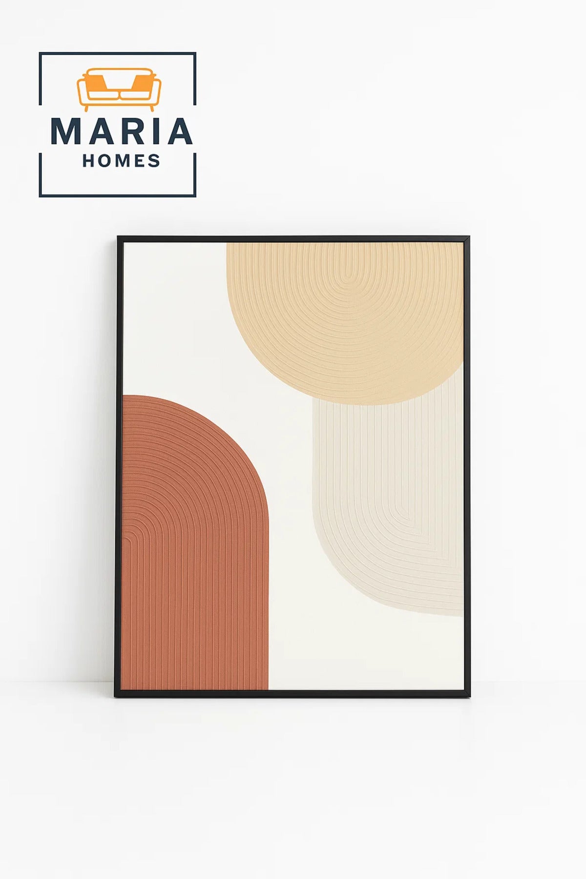 Geometric Textured Wall Art with Earthy Arches and Circular Forms-size80*120 CM