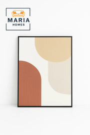 Geometric Textured Wall Art with Earthy Arches and Circular Forms-size80*120 CM