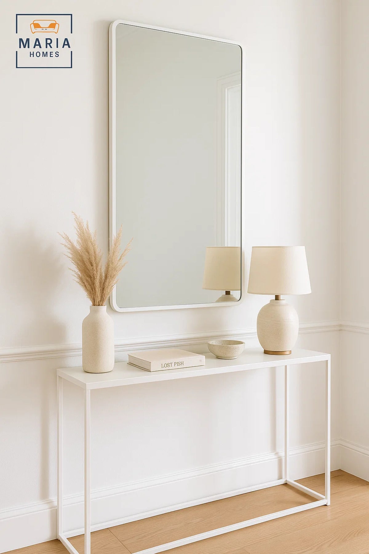White Wall Mirror for Bedroom, Bathroom, Living Room, Dressing & Home D≈Ωcor 120x60 cm