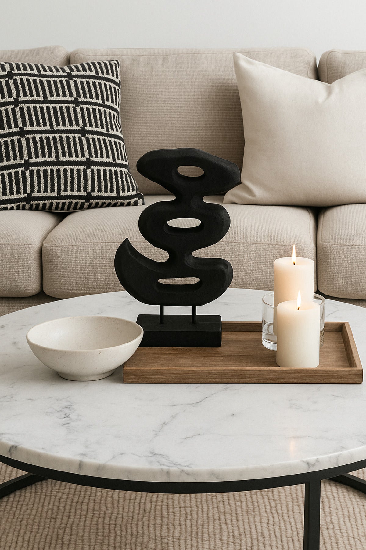 Black Wooden Elongated Decorative Bowl Ð Modern Table Centerpiece