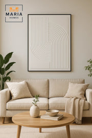 Modern 3D Wall Art Ð White Geometric Decorative Panel with Textured Lines 120_80 cm