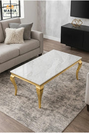Luxury Marble Dining Table with Gold Metal Base √ê Modern Rectangular Dining Table for Dining Room & Hospitality Spaces