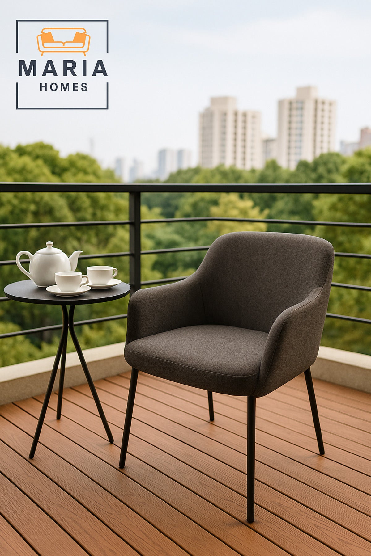 Modern Fabric Armchair Comfortable Upholstered Accent Chair for Living Room & Office