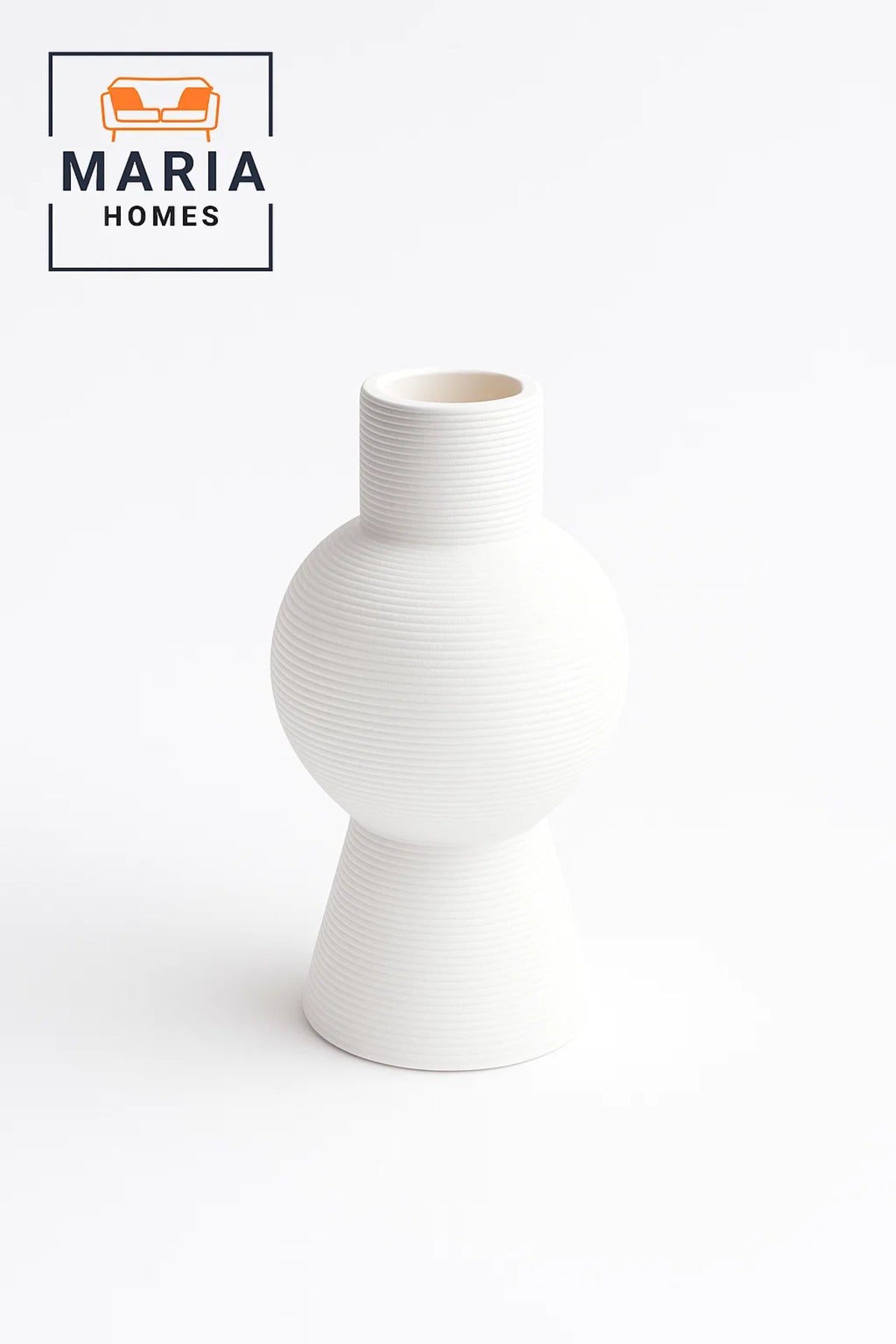 Modern White Decorative Vase Ð Sculpted Ceramic Flower Vase with Textured Design