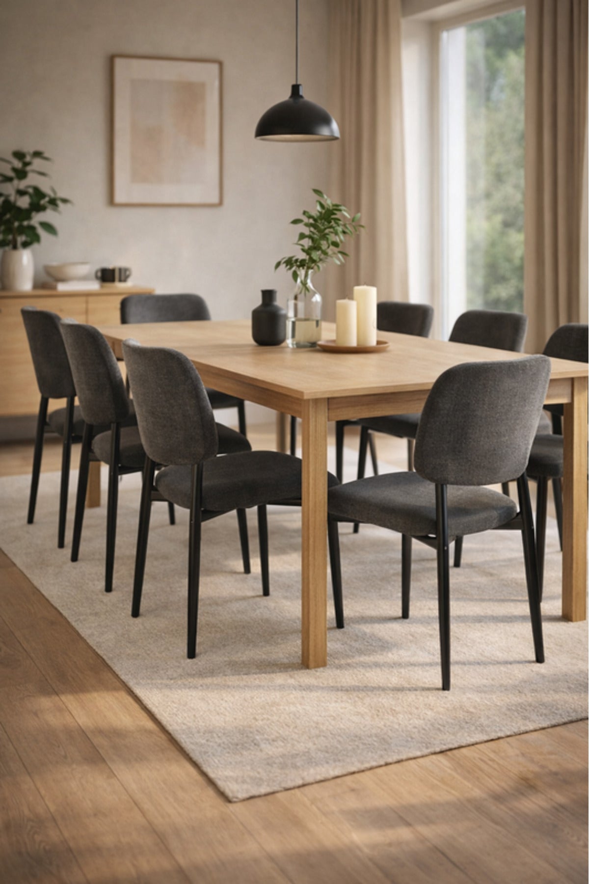 Stylish Dark Grey Dining Chair with Black Metal Legs stylish dark grey Kitchen