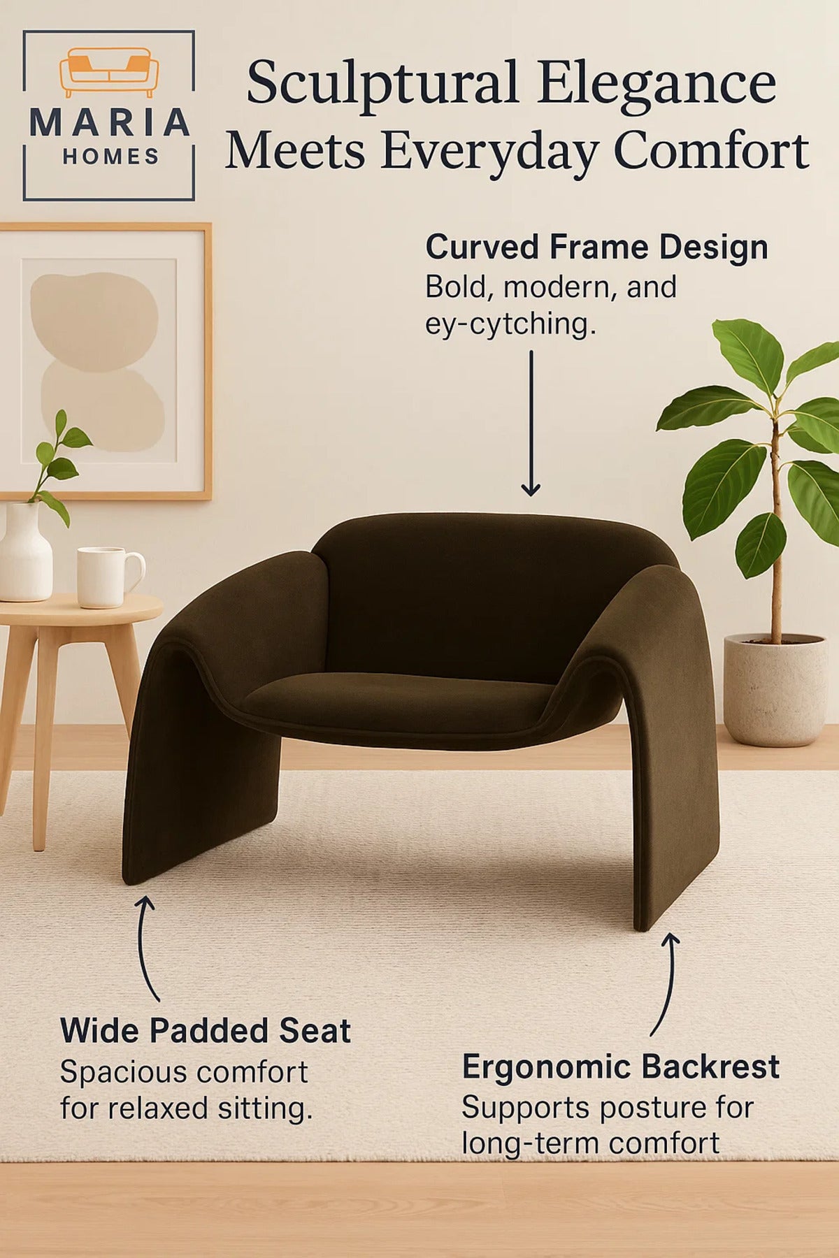 Contemporary Curved Accent Sofa