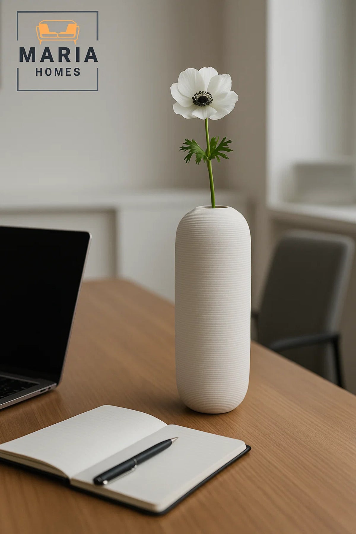 Modern Tall White Decorative Vase Ð Minimal Ceramic Flower Vase for Home and Office DŽcor