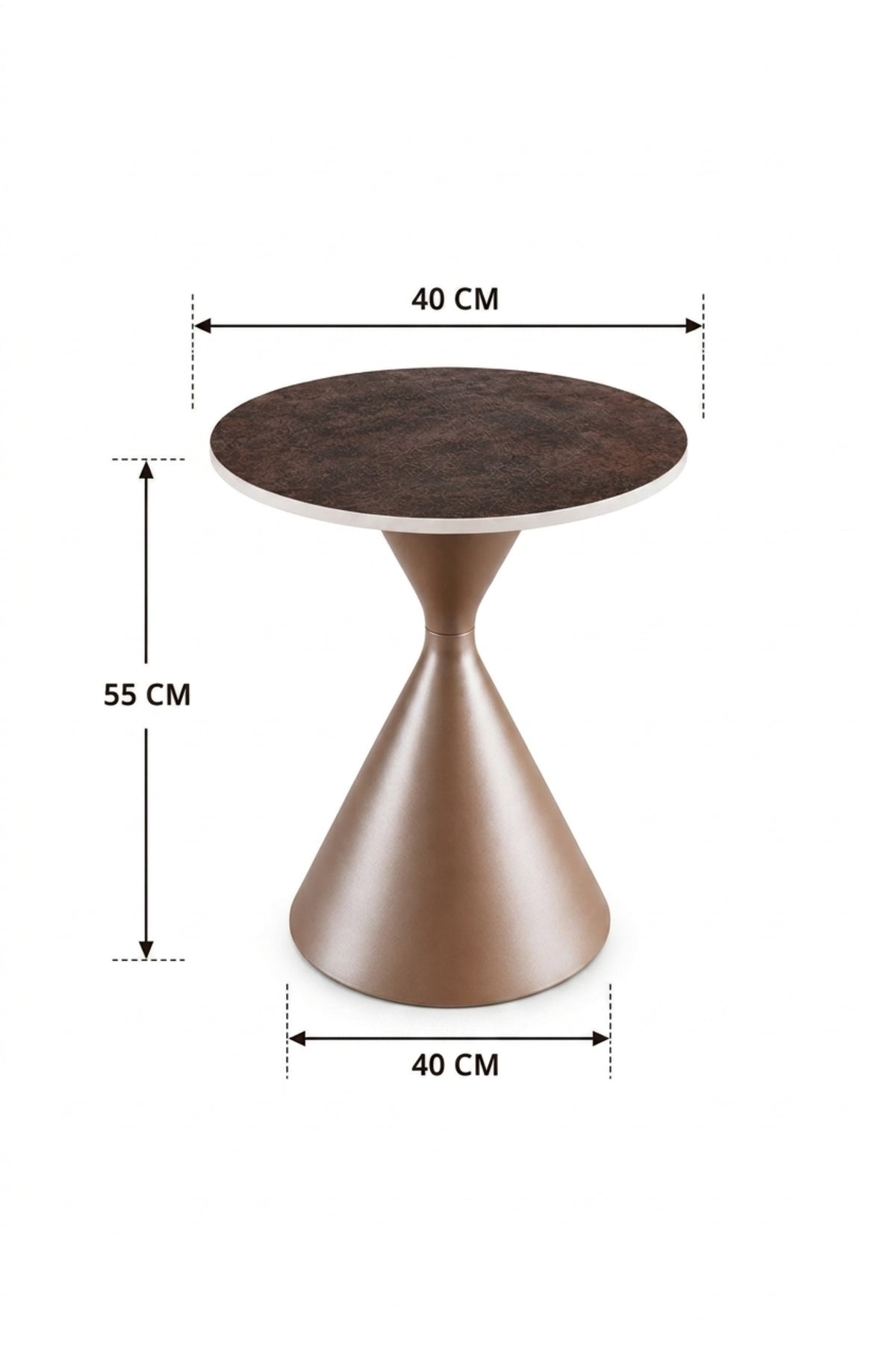 Modern Round Accent Side Table √ê Luxury Pedestal End Table with Marble-Look Top for Living Room & Bedroom