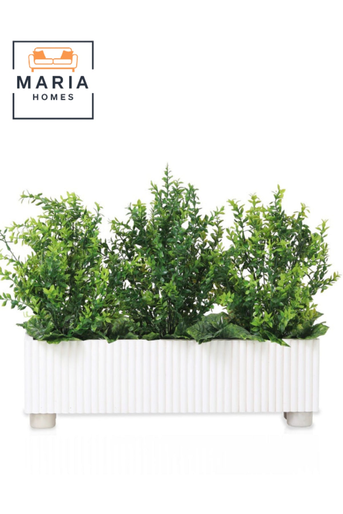 Artificial Green Plant 60_60 cm Ð Decorative Indoor Plant with White Striped Wooden Pot for home