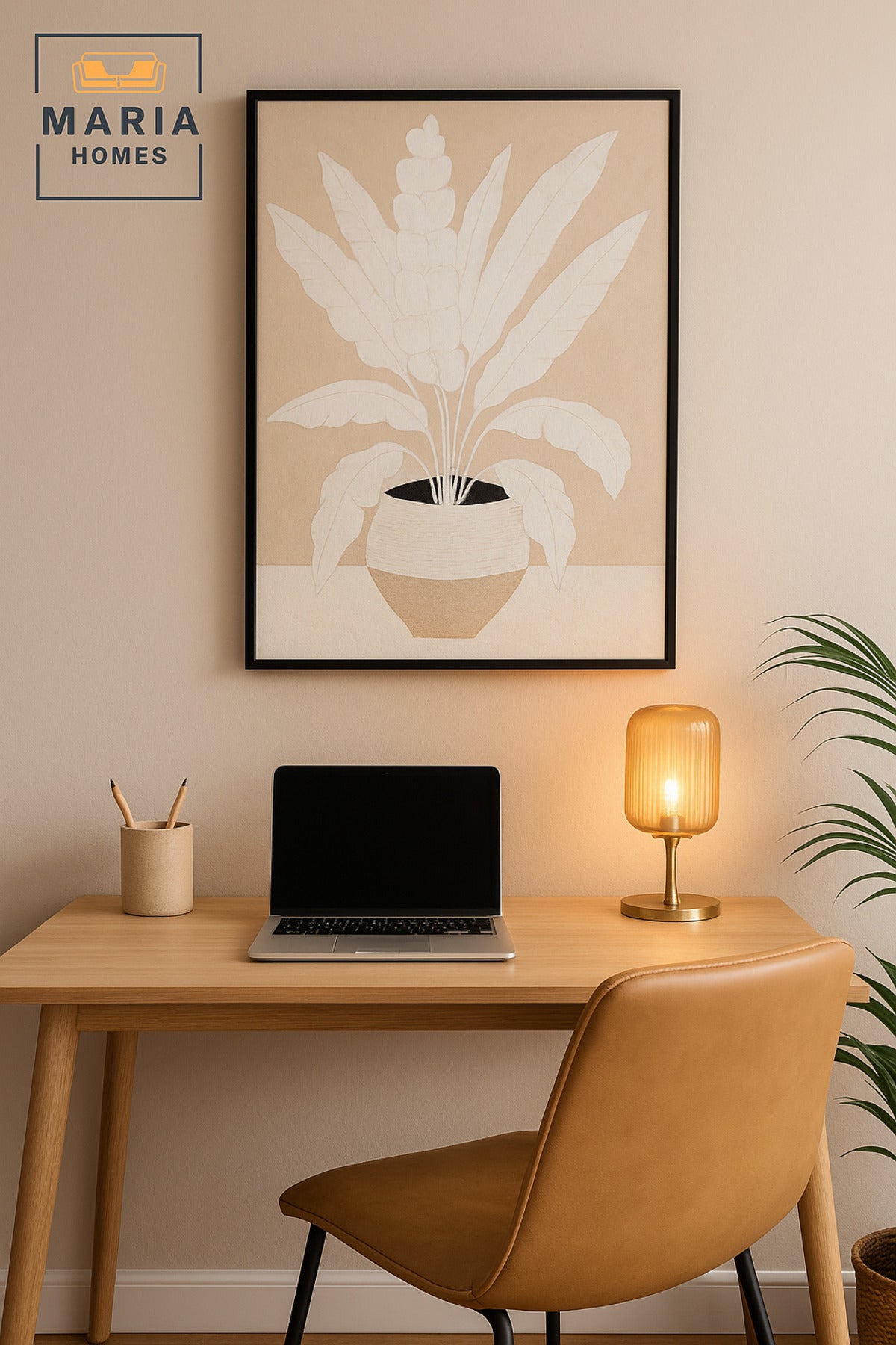 Large White & Beige Botanical Wall Art Ð Minimalist Framed Canvas 120_80 cm