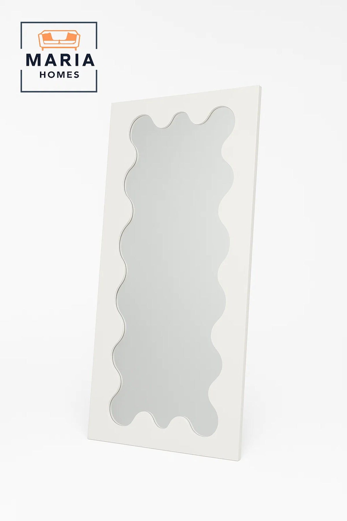 Modern Wavy Edge Full-Length Mirror Ð White Rectangular Frame