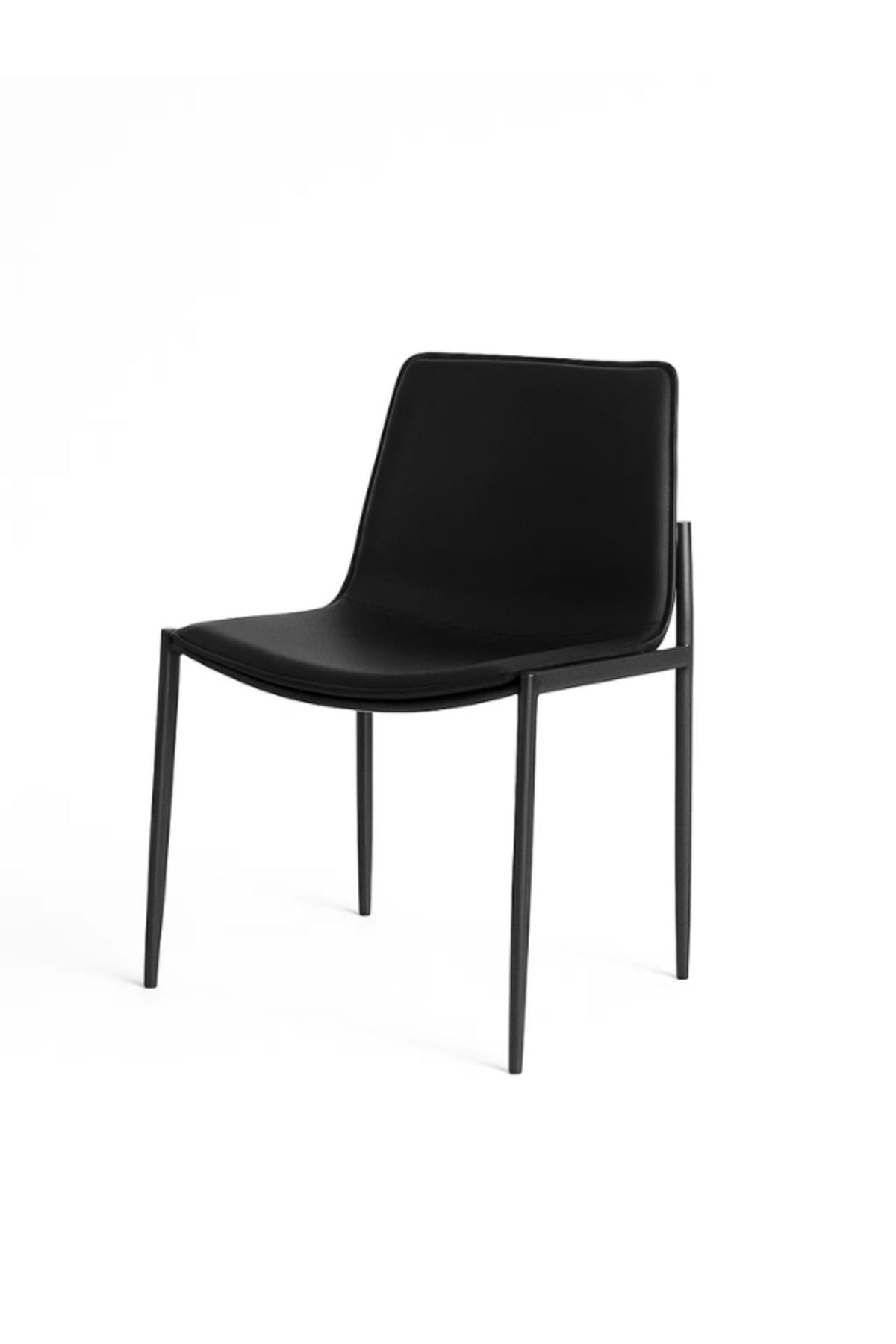 Black PU Leather Dining Chair Ð Modern Minimalist Chair with Metal Legs for Dining Room