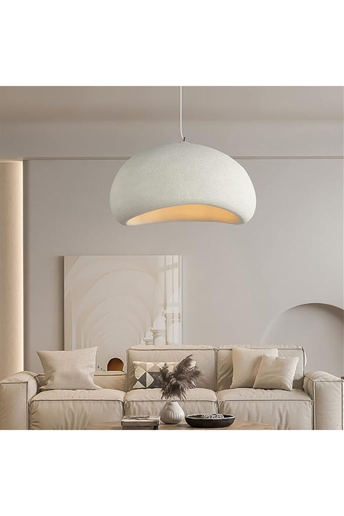Large Curved White Dome Pendant Light