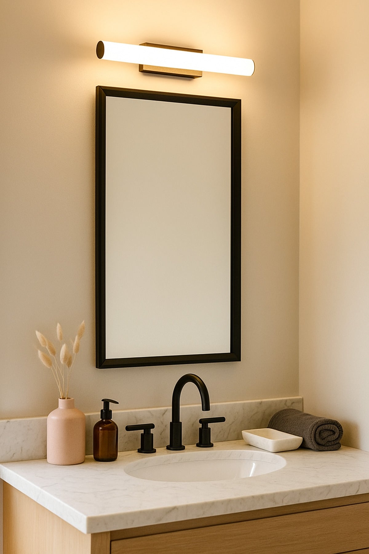 Rectangular Wall Mirror with Black Frame Ð 70_50 cm Modern Decorative Mirror for Home & Office