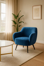Modern Blue Fabric Armchair, Stylish Accent Chair for Living Room & Office