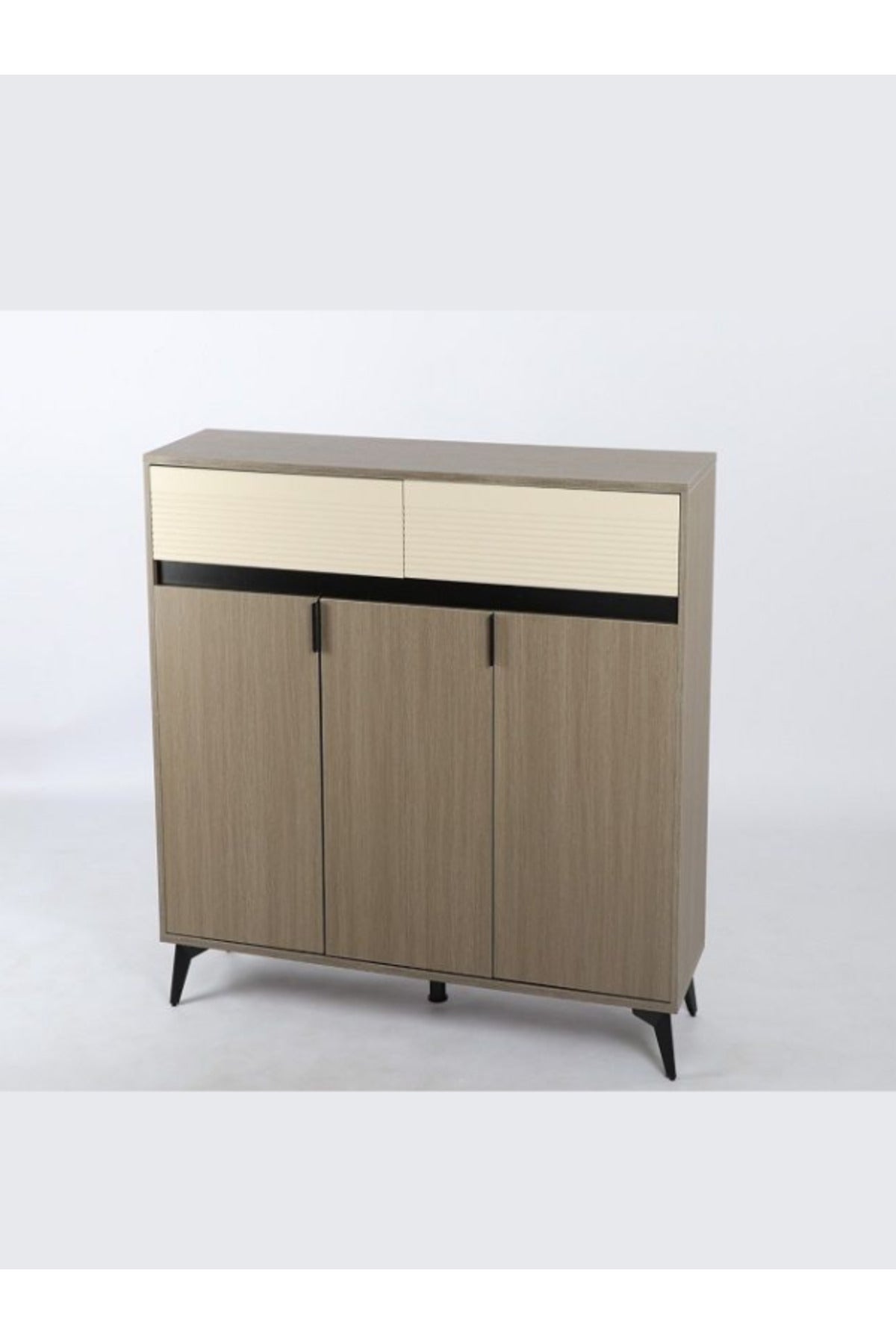 Large Modern Grey & Cream Storage Cabinet Ð 3-Door Sideboard with Drawers 120_33_99 cm