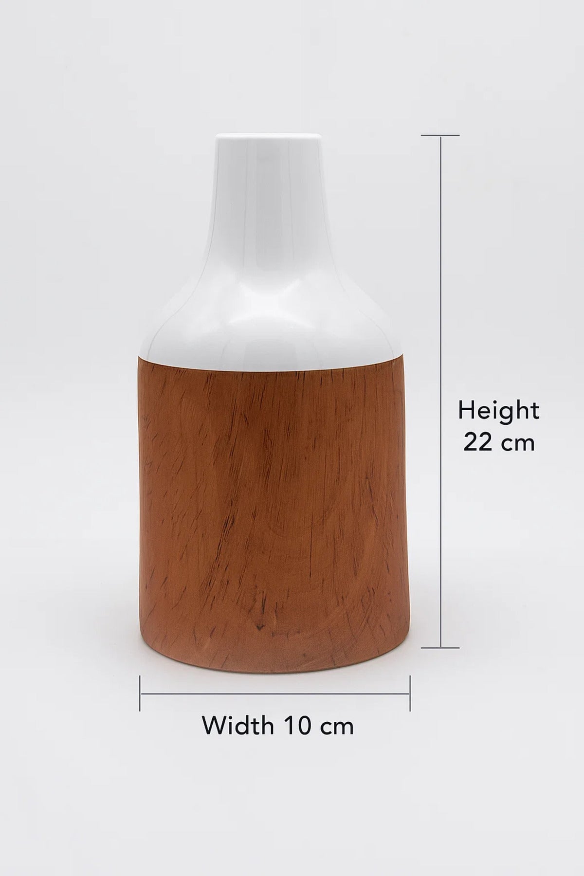 White and Cork Finish Ceramic Vase Ð Glossy Modern Decorative Flower Pot for Home and Office