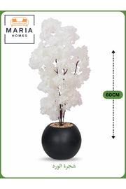 Artificial White Flower Tree 60 cm Ð Decorative Indoor Floral Plant with Black Pot