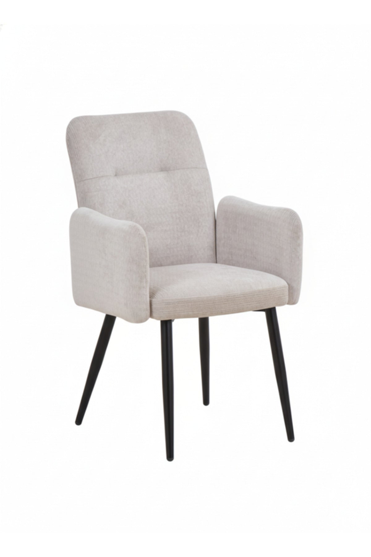 Off-White Armchair with Black Metal Legs, 90x55x47 CM off white armchair Dining Room