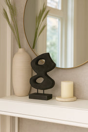 Black Wooden Abstract Decorative Sculpture on Stand Ð Modern Art Accent
