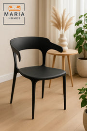 Modern Black Plastic Chair Ð Ergonomic One-Piece Design for Dining, Office, CafŽ & Outdoor Use