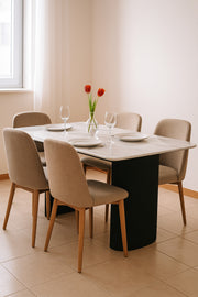 Luxury White Marble Dining Table with Black Base Ð 140_80 cm | Modern Rectangular Table for Home