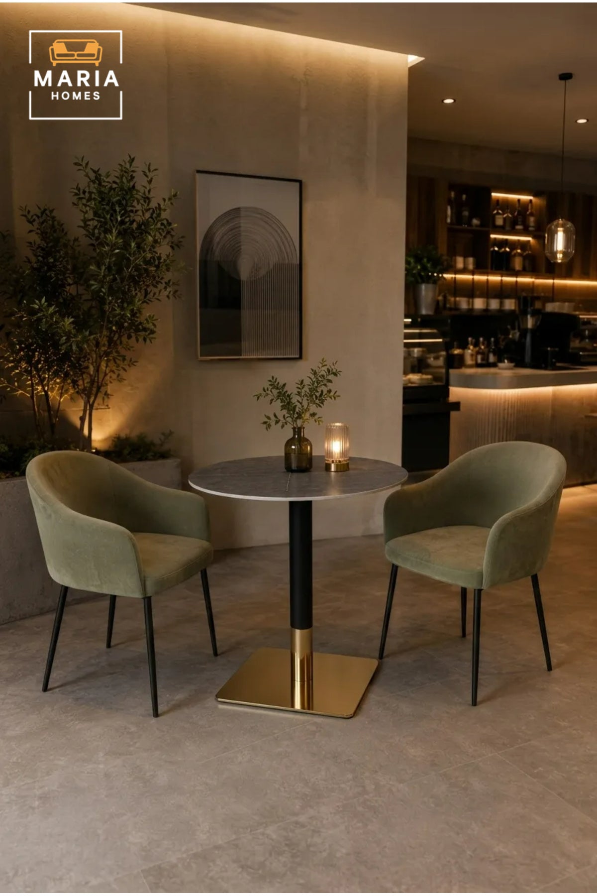 Modern Round Bistro Table with Gold Base for Cafe Balcony Dining Room Luxury Furniture