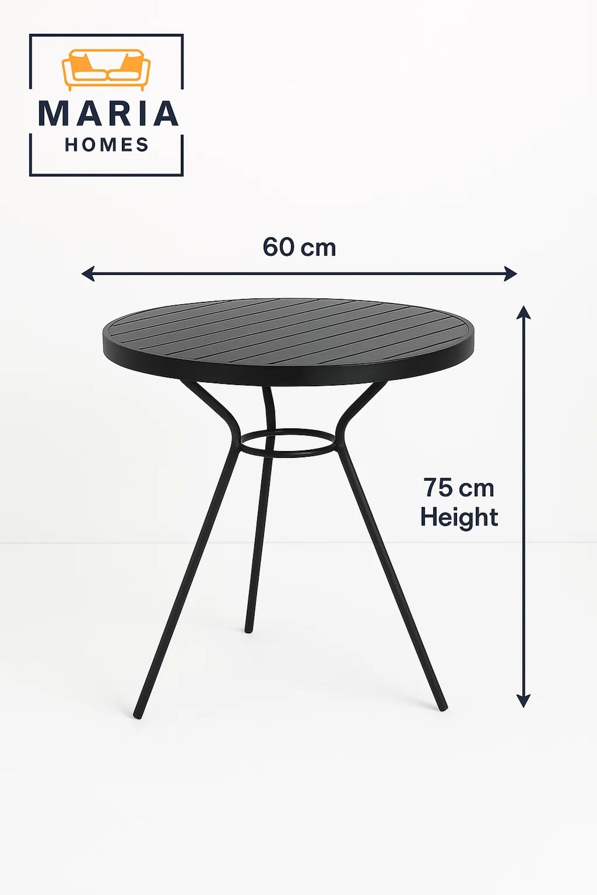 Round Black Outdoor Bistro Table with Tripod Base