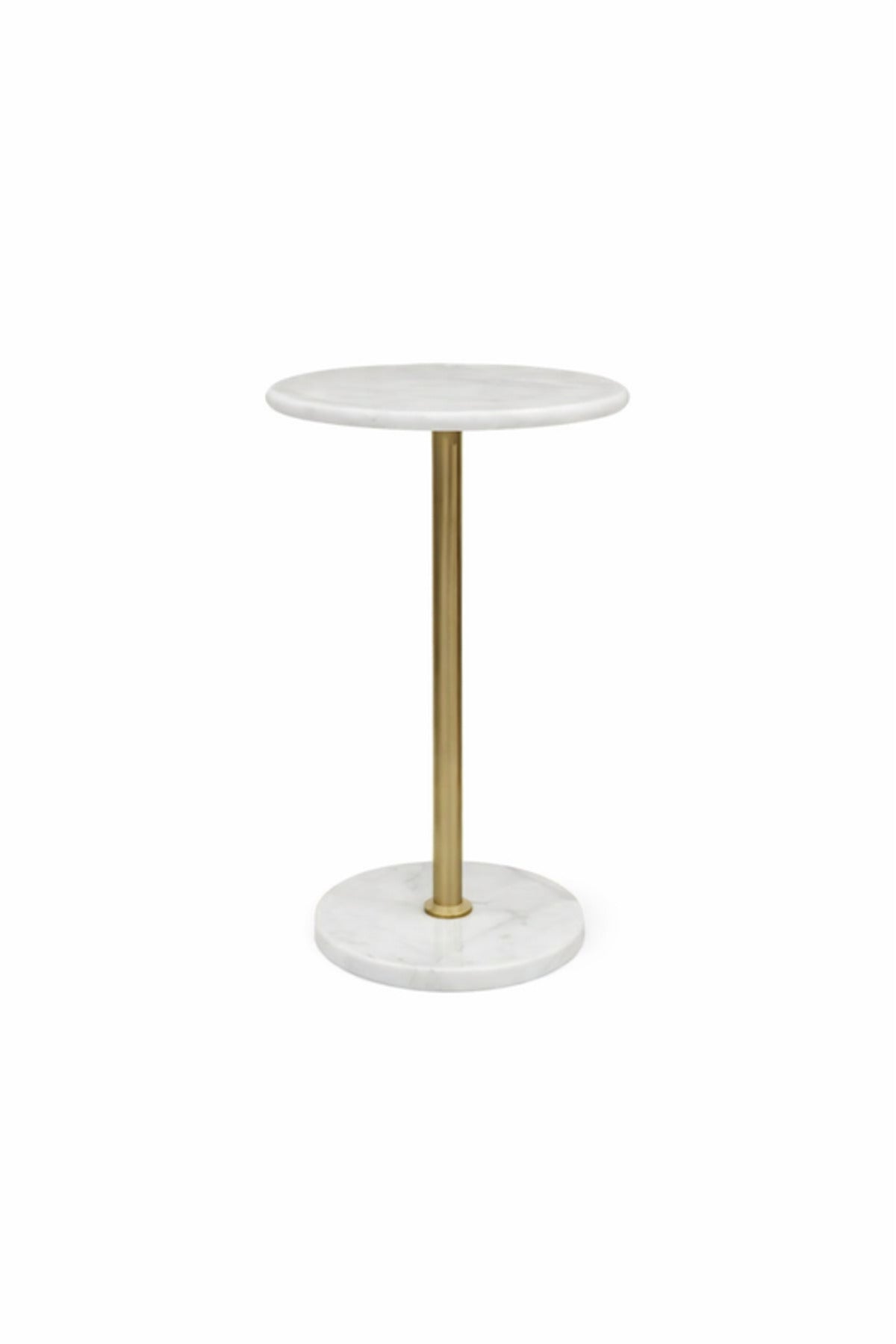 Round Marble Side Table with Gold Metal Base 35_35_56 cm Modern Accent round marble