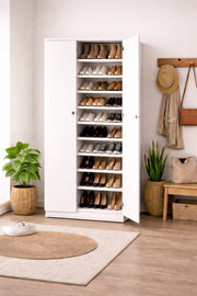 Modern White Wardrobe Cabinet √ê 196_62_36 cm | Sleek 2-Door Storage Cupboard for Bedroom or Office