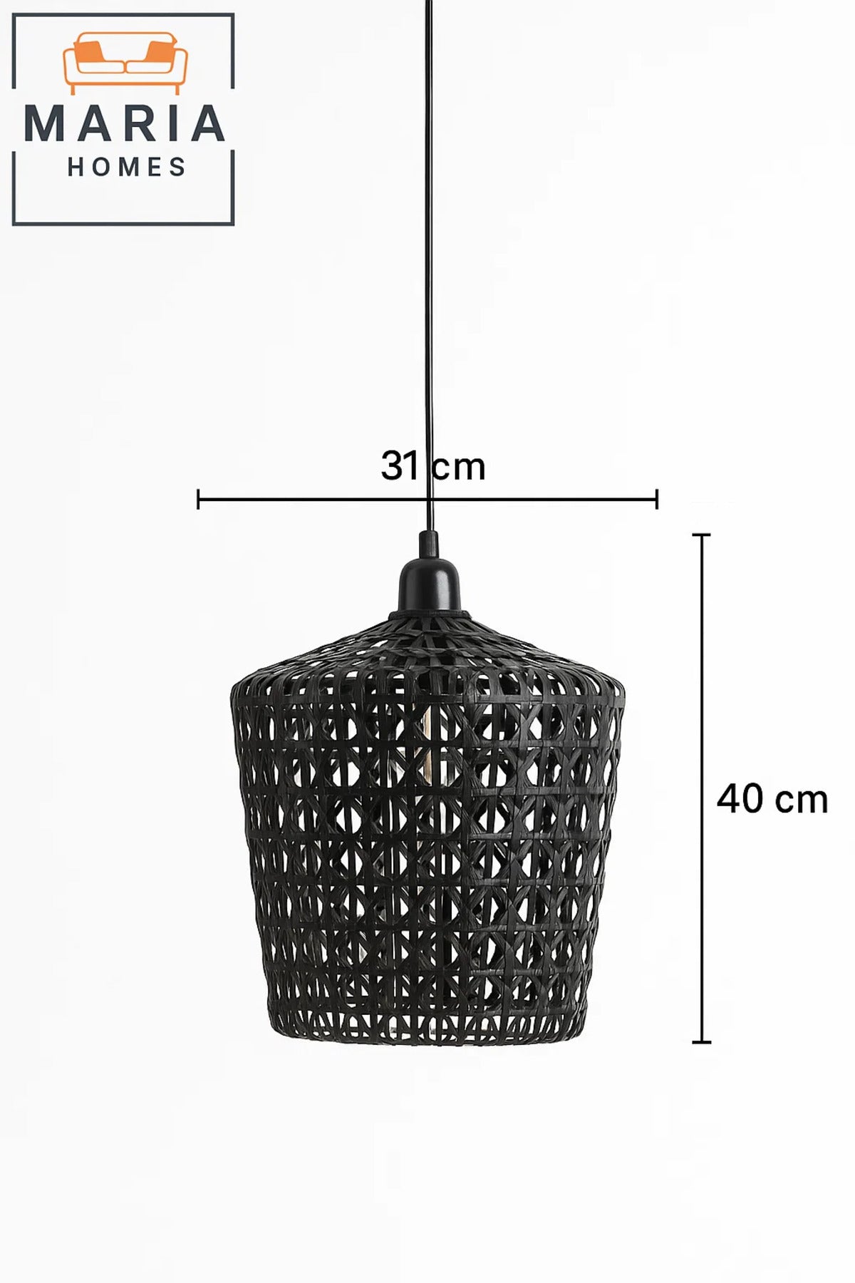 Black Woven Rattan Pendant Light
