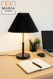 Black Table Lamp with Pleated Shade